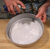 Preparing baking pans for baking