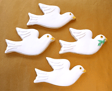 Royal Icing Decorated Dove Cookies