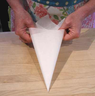 how to make a parchment paper cone