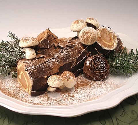 Yule Log Christmas Cake, Buche de Noel