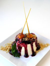 Meyer Lemon Semifreddo with Hazelnut Crunch and Blueberry Compote Recipe